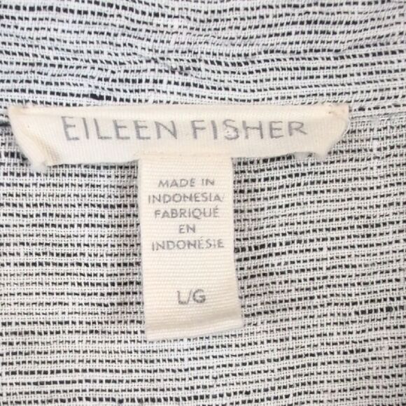 Eileen Fisher Organic Linen Crinkle Shirt Dress Boxy Lagenlook Size L - Picture 3 of 12